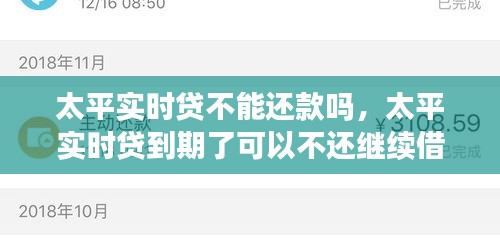 太平實時貸不能還款嗎，太平實時貸到期了可以不還繼續(xù)借么 