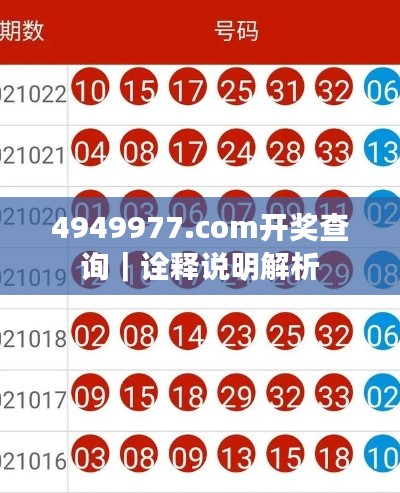 4949977.соm開獎(jiǎng)查詢｜詮釋說明解析