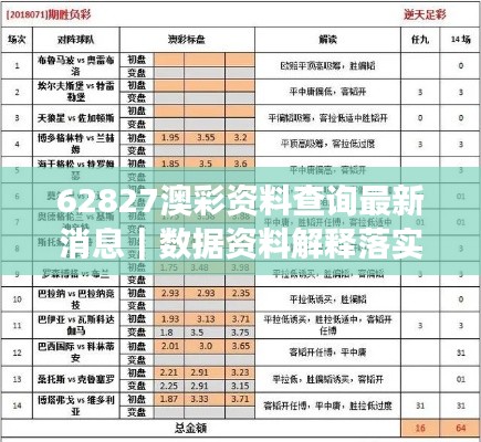 62827澳彩資料查詢最新消息｜數(shù)據(jù)資料解釋落實