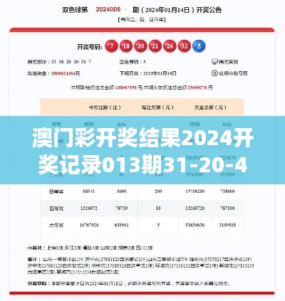 澳門彩開獎結(jié)果2024開獎記錄013期31-20-40-12-15-11 T：09