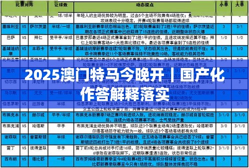 2025澳門特馬今晚開｜國產(chǎn)化作答解釋落實(shí)