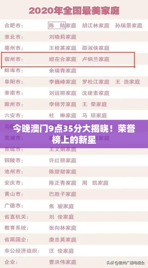 今晚澳門9點(diǎn)35分大揭曉！榮譽(yù)榜上的新星