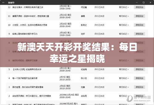 新澳天天開彩開獎結(jié)果：每日幸運(yùn)之星揭曉