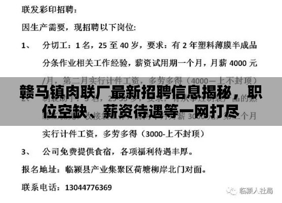 贛馬鎮(zhèn)肉聯(lián)廠最新招聘信息揭秘，職位空缺、薪資待遇等一網(wǎng)打盡