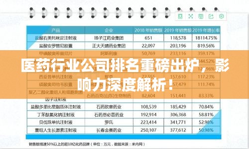 醫(yī)藥行業(yè)公司排名重磅出爐，影響力深度解析！