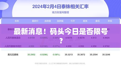 最新消息！碼頭今日是否限號(hào)？