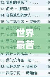 世界最苦情歌大盤點，情感深處的哀傷排名榜單揭曉！