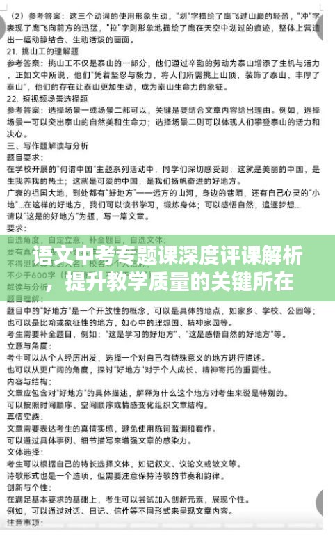 語文中考專題課深度評課解析，提升教學質(zhì)量的關(guān)鍵所在
