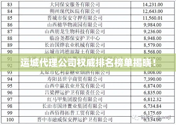運(yùn)城代理公司權(quán)威排名榜單揭曉！