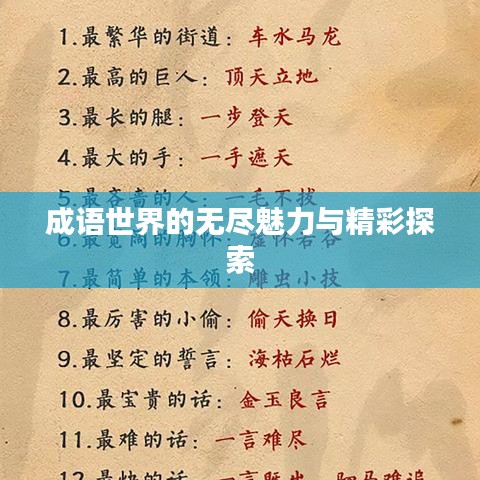 成語(yǔ)世界的無(wú)盡魅力與精彩探索