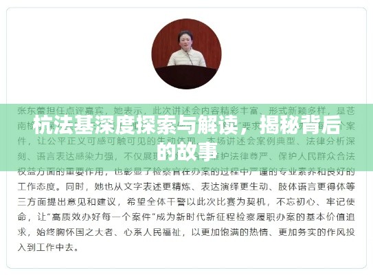 杭法基深度探索與解讀，揭秘背后的故事